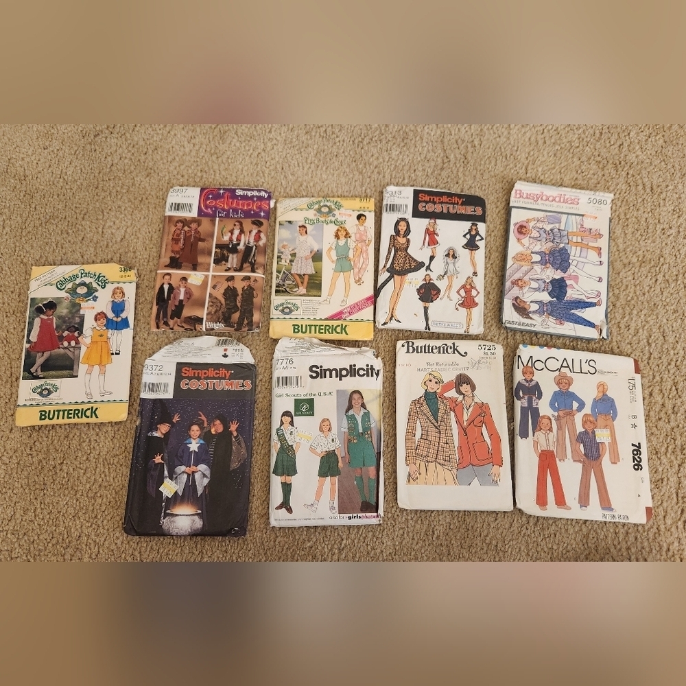 Vtg Sewing Pattern Lot Of 9 Cabbage Patch Simplicity Costumes For Kids #II - Picture 1 of 1